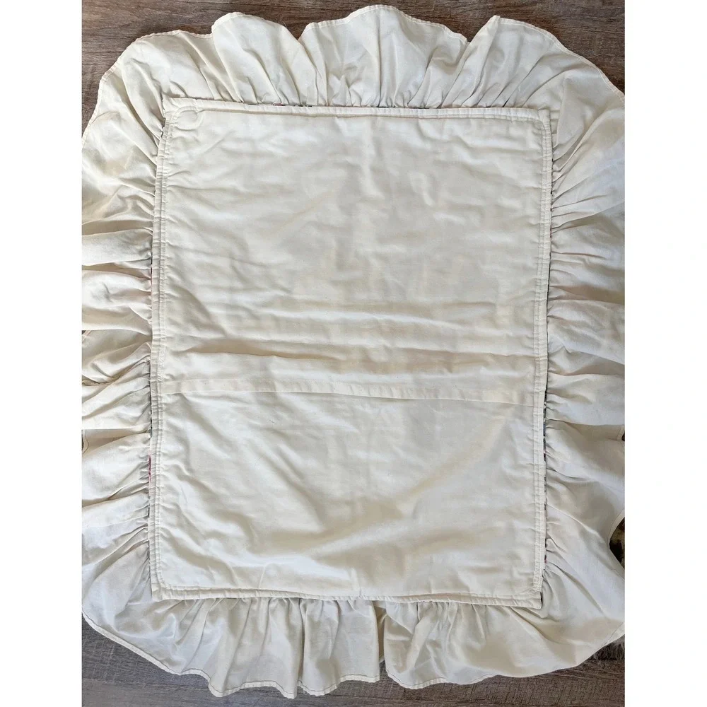 Pair of Cream Ruffled Lace Pillow Sham Case Cottagecore Farmhouse Bedding Decor‎